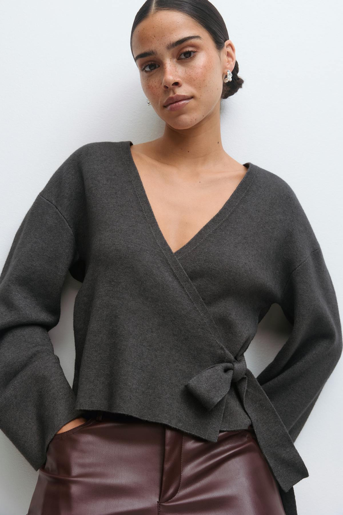 Knitted wrap cardigan