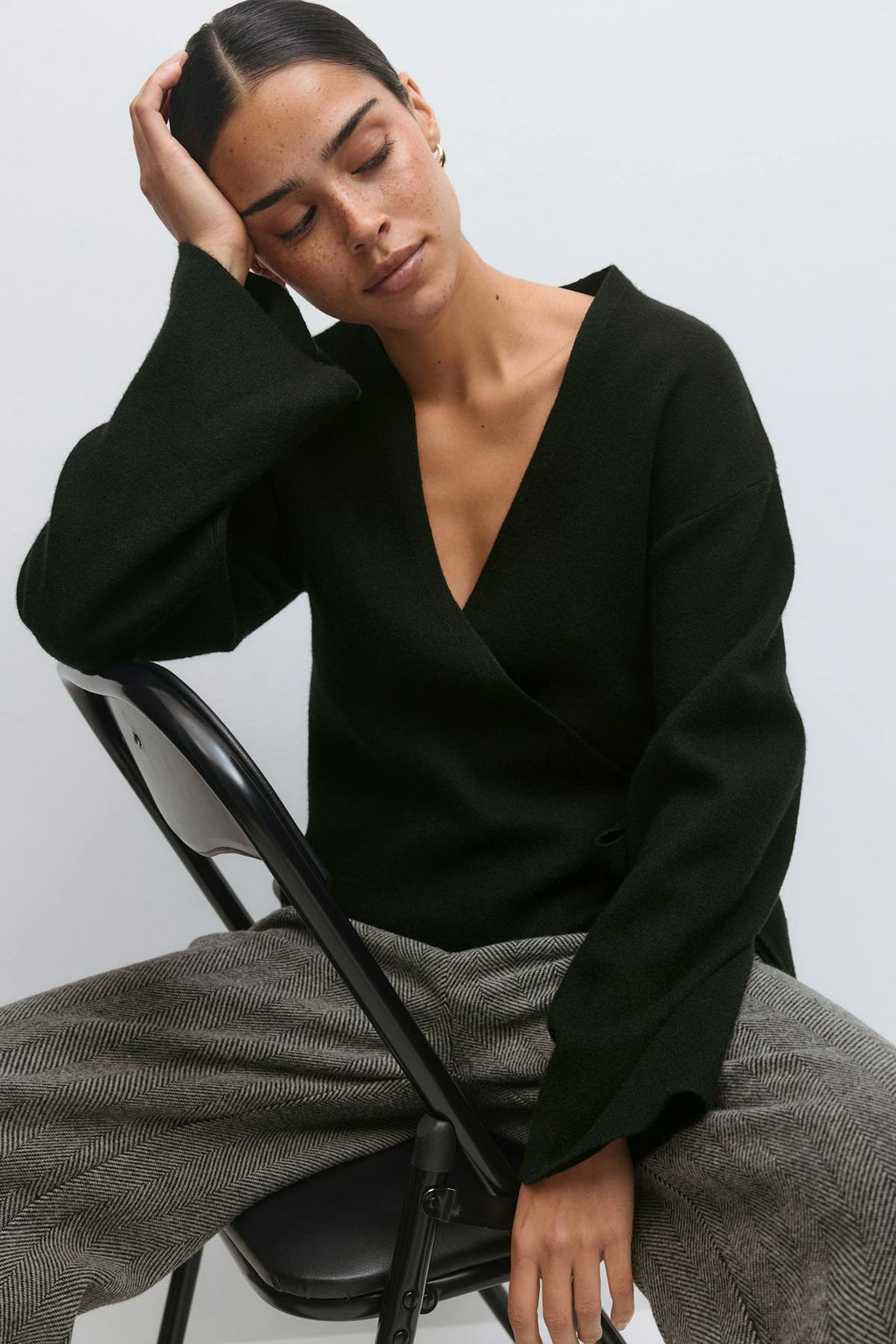 Knitted wrap cardigan