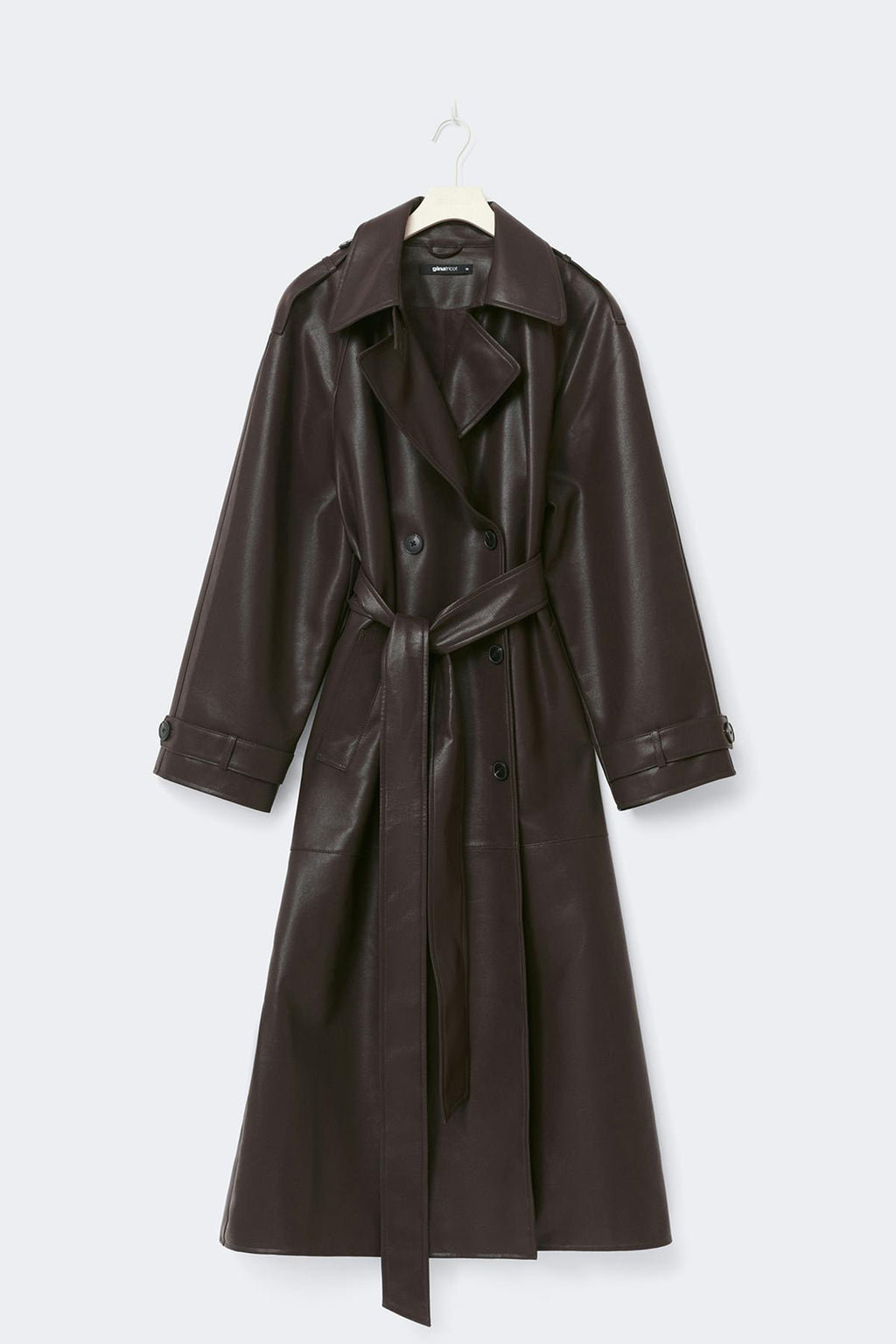 Belted pu trench coat