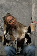 Faux fur cow print jacket