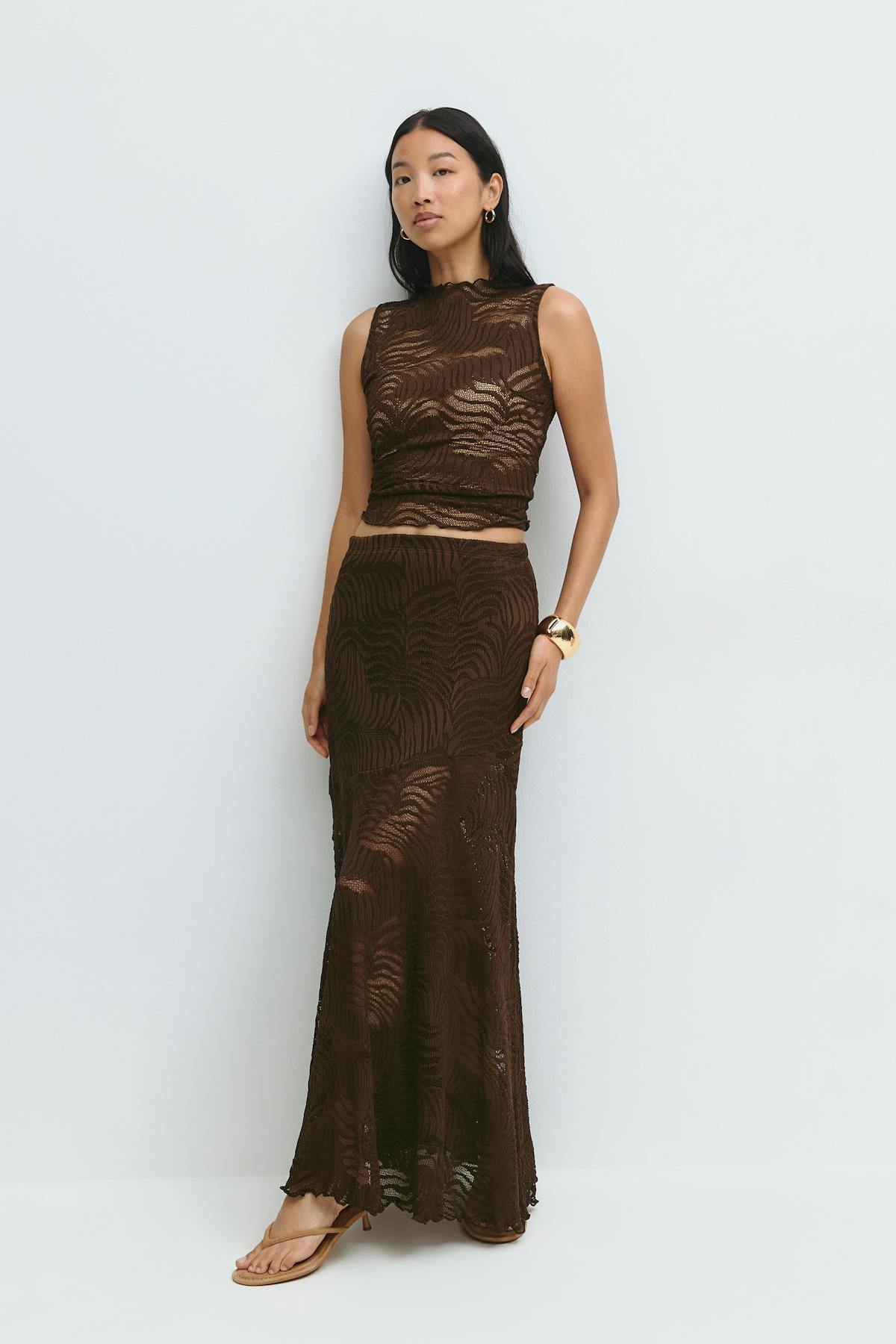 Funnel neck lace top
