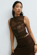 Funnel neck lace top