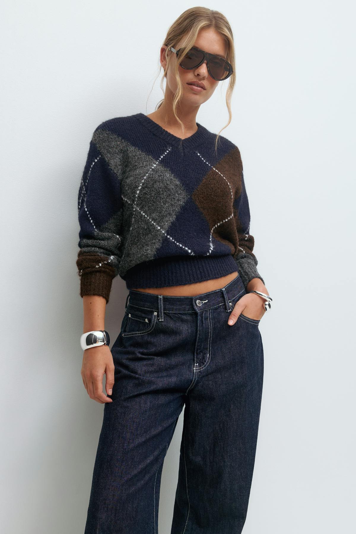 Argyle knitted sweater