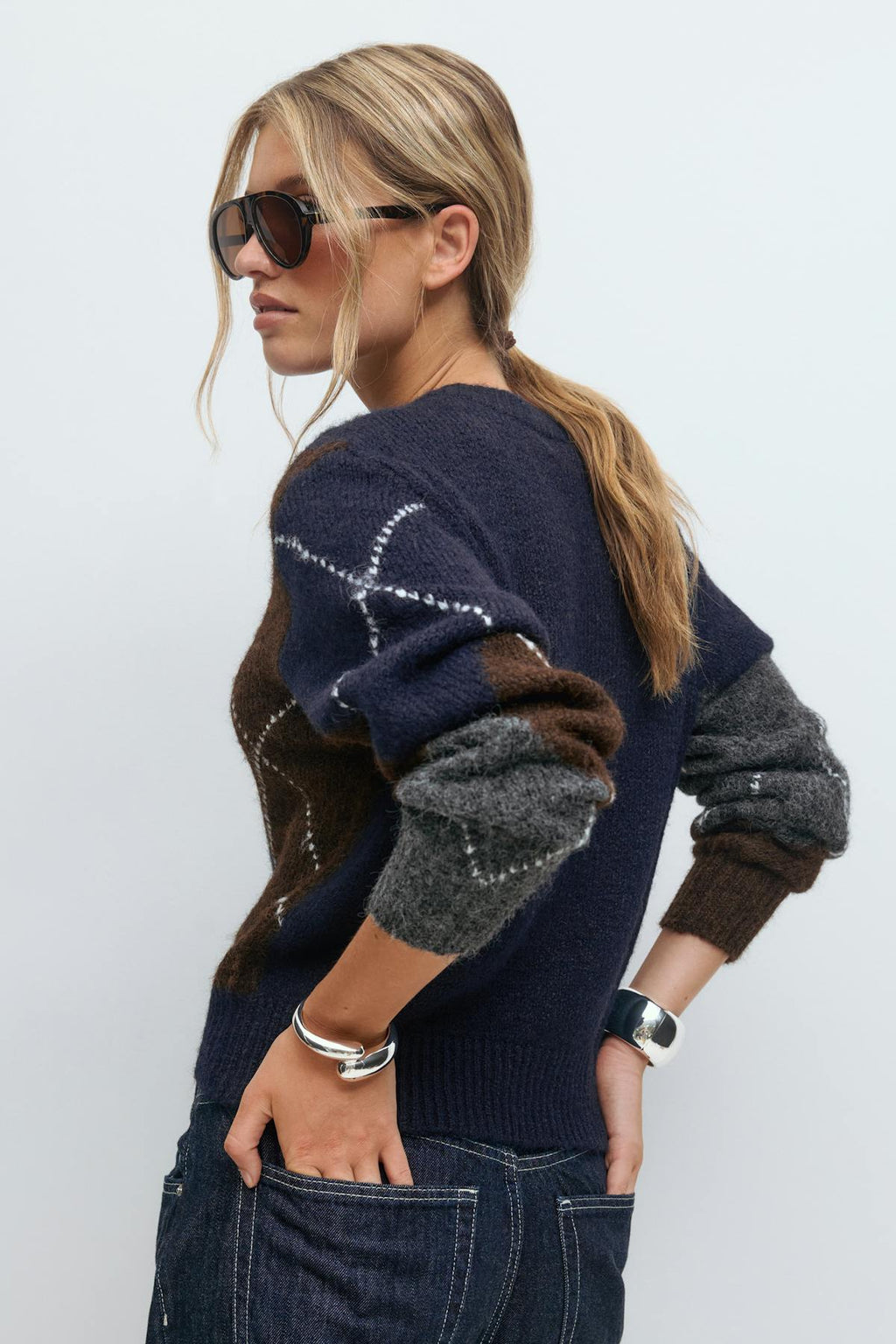 Argyle knitted sweater