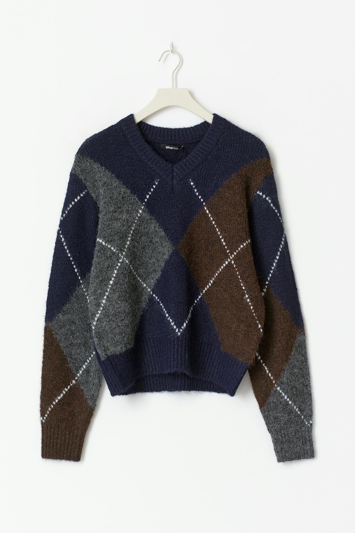 Argyle knitted sweater