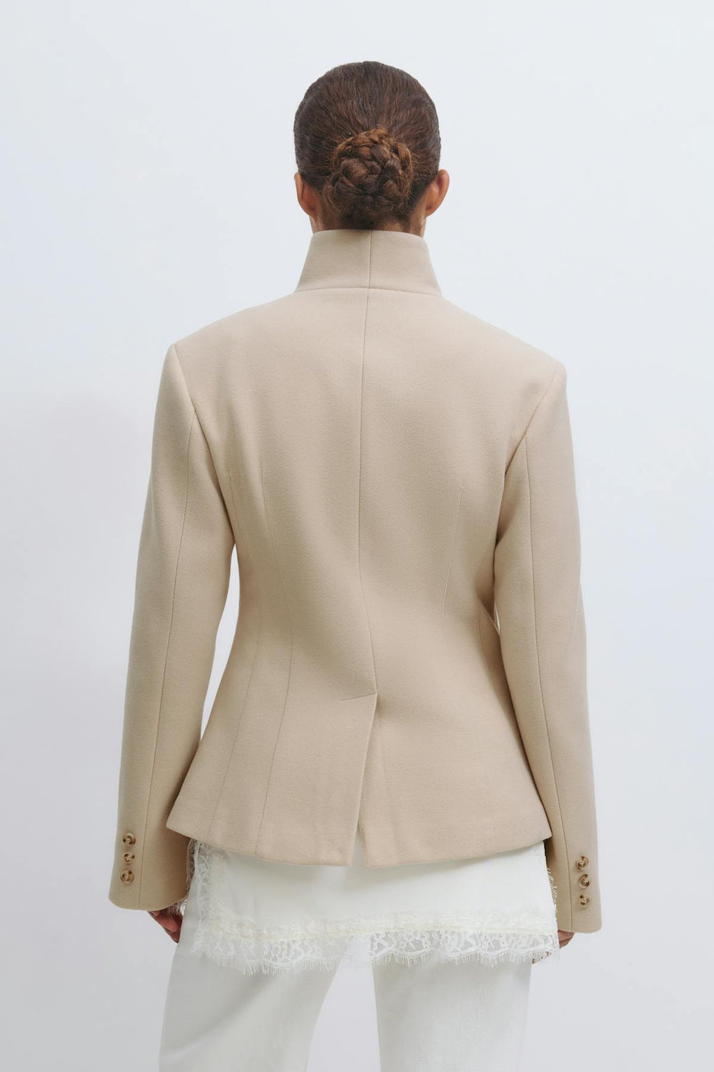 Shaped wool blend jacket