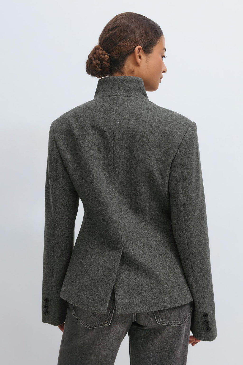 Shaped wool blend jacket