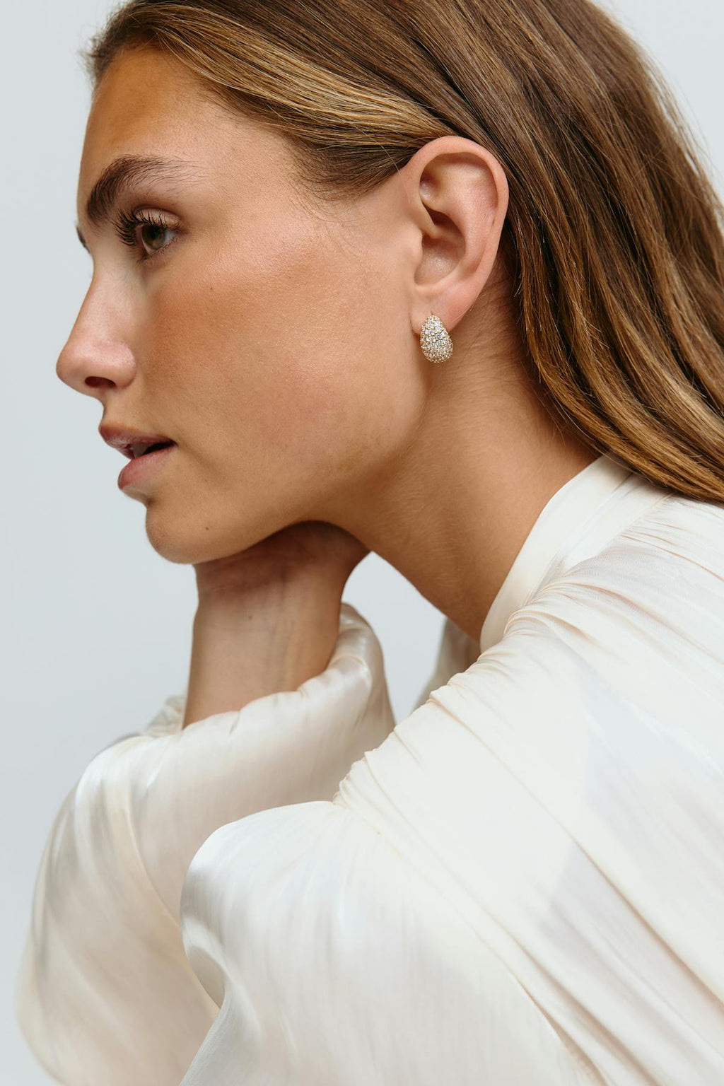 Mini drop pave earrings