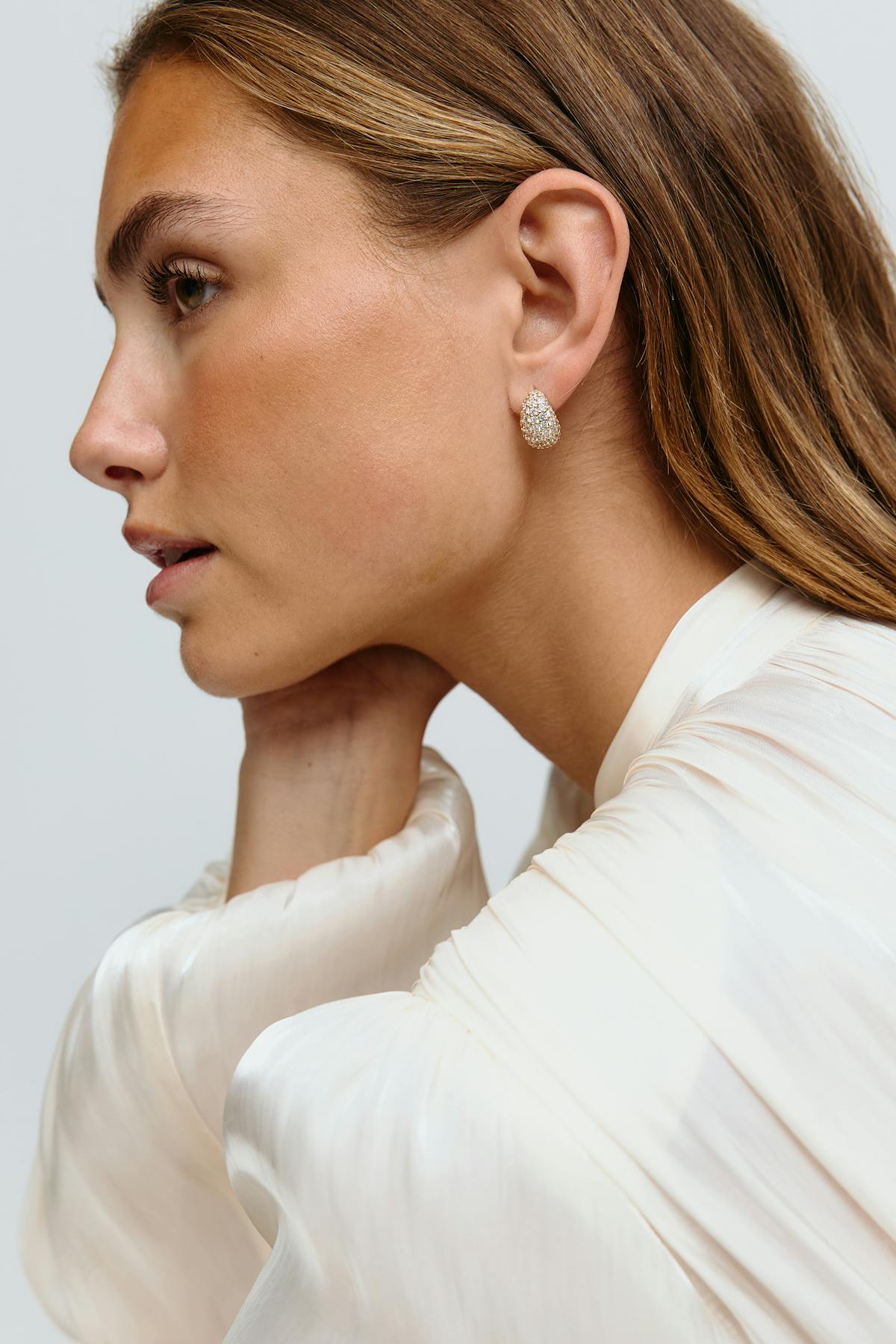 Mini drop pave earrings