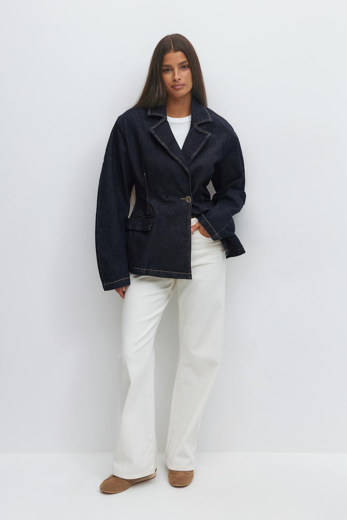 Tailored denim blazer