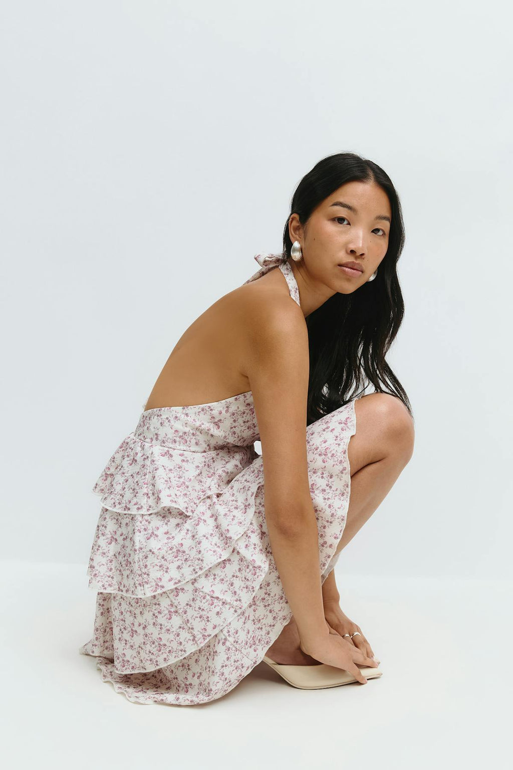 Frill halterneck dress