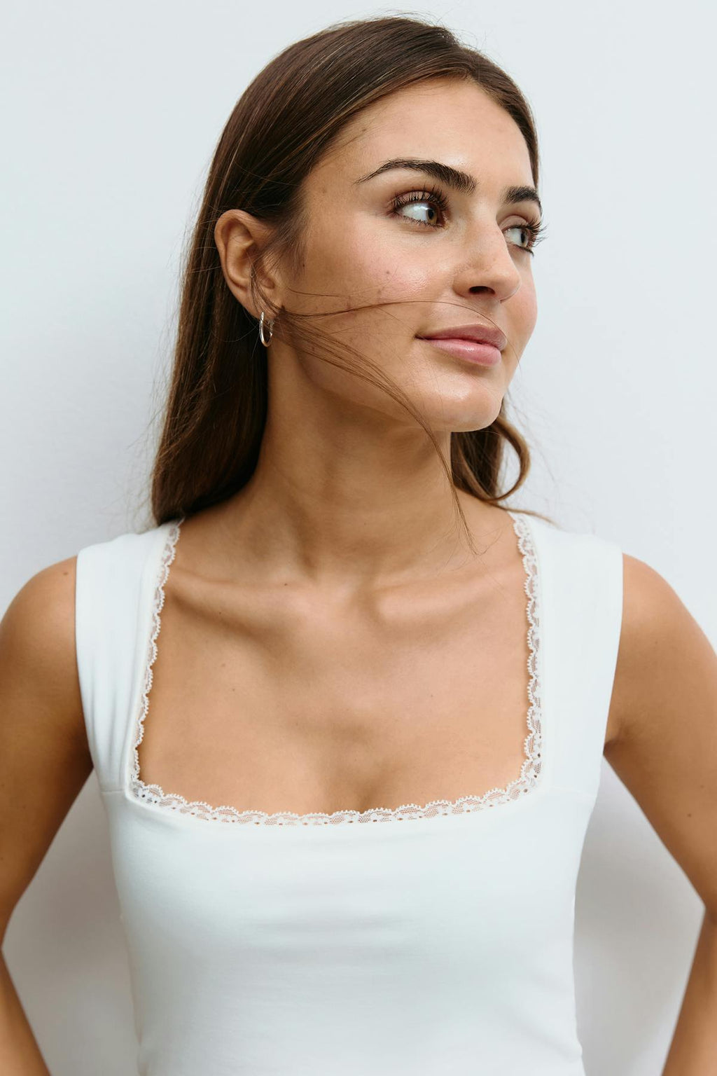 14+ lace open back top
