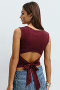 14+ lace open back top
