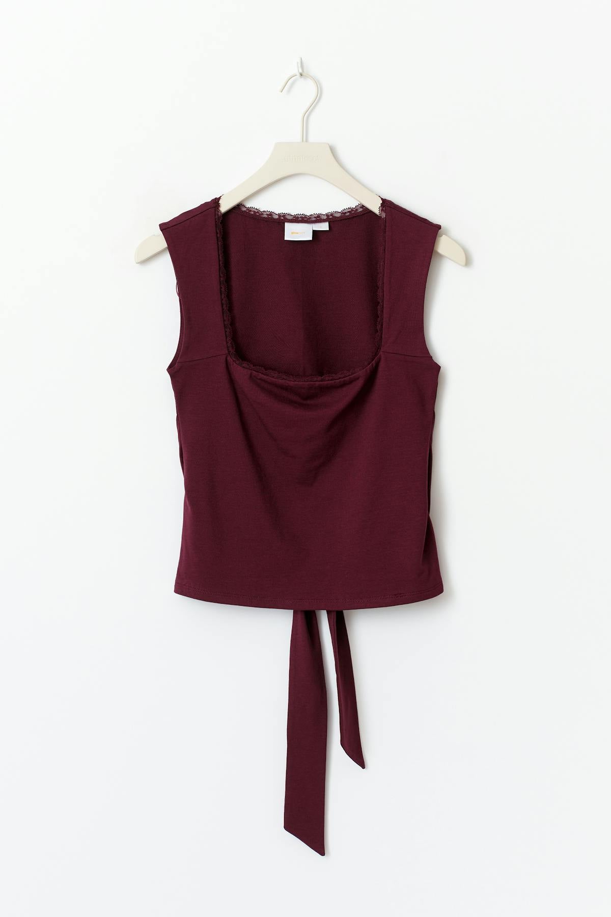 14+ lace open back top