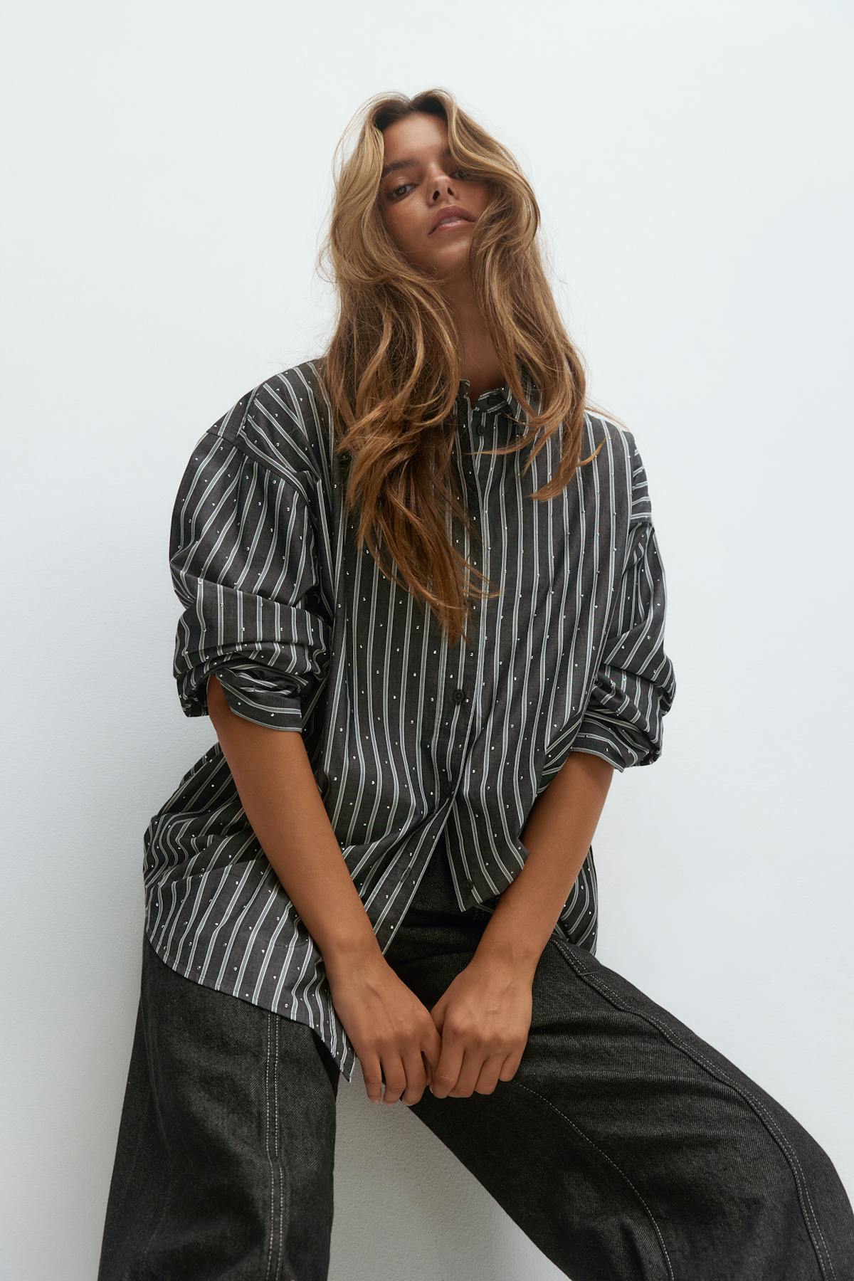Oversized rhinestone shirt