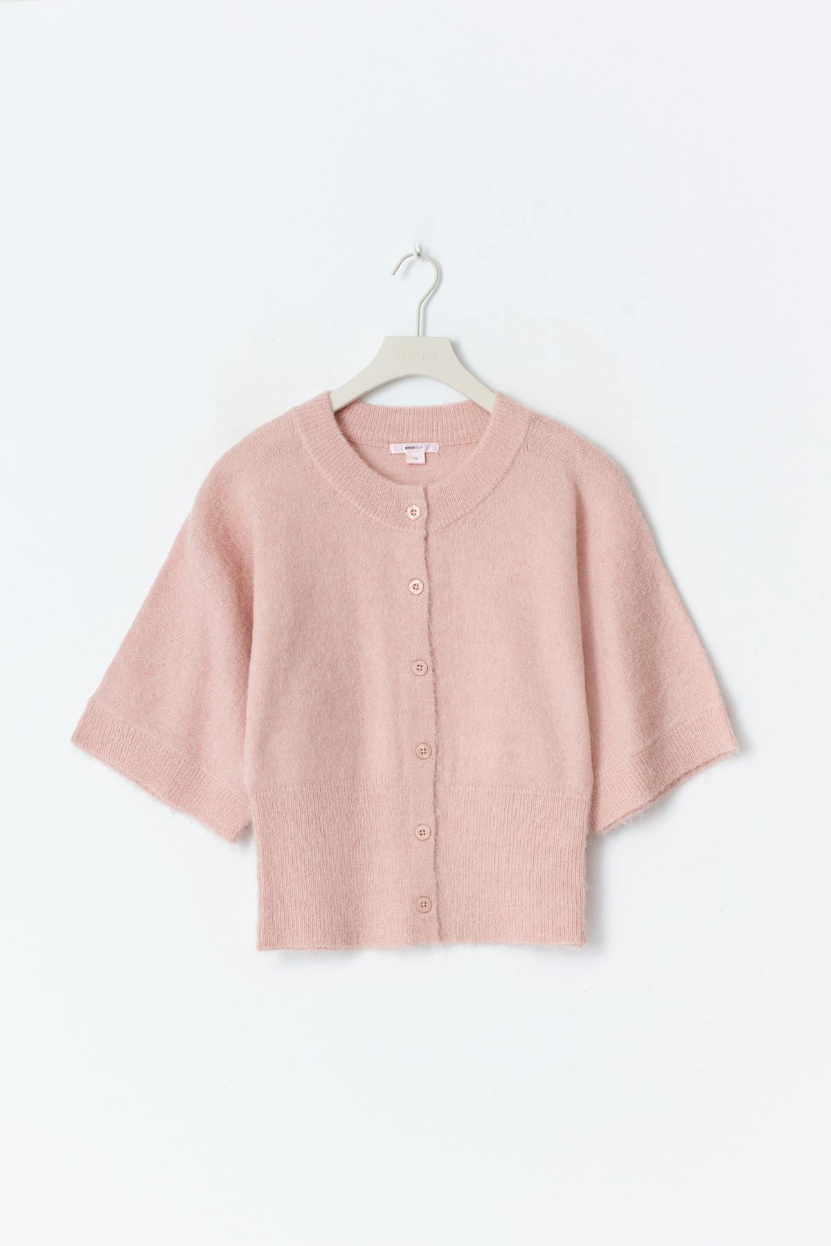 Y knitted short sleeve top