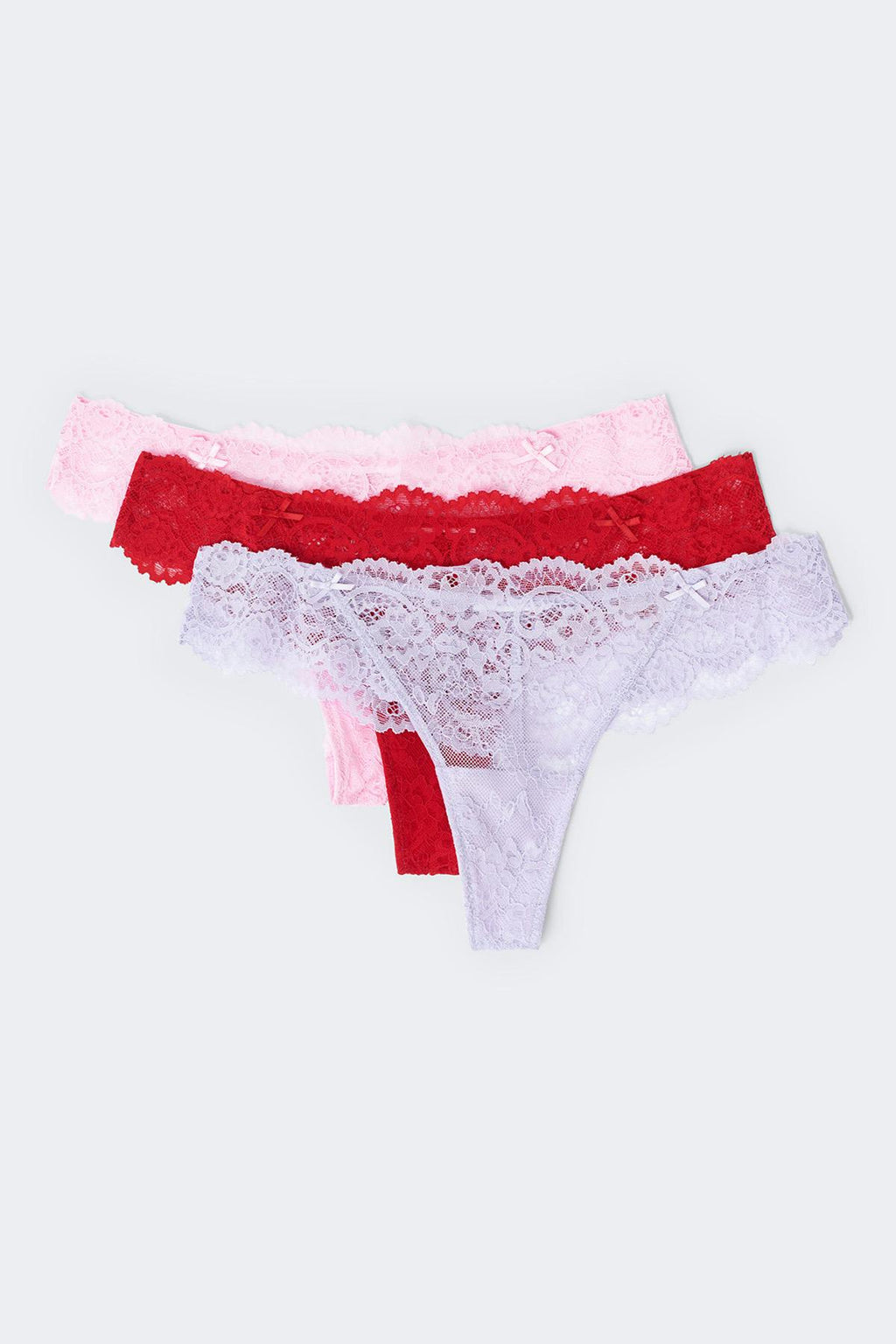 3-pack scallop lace thong