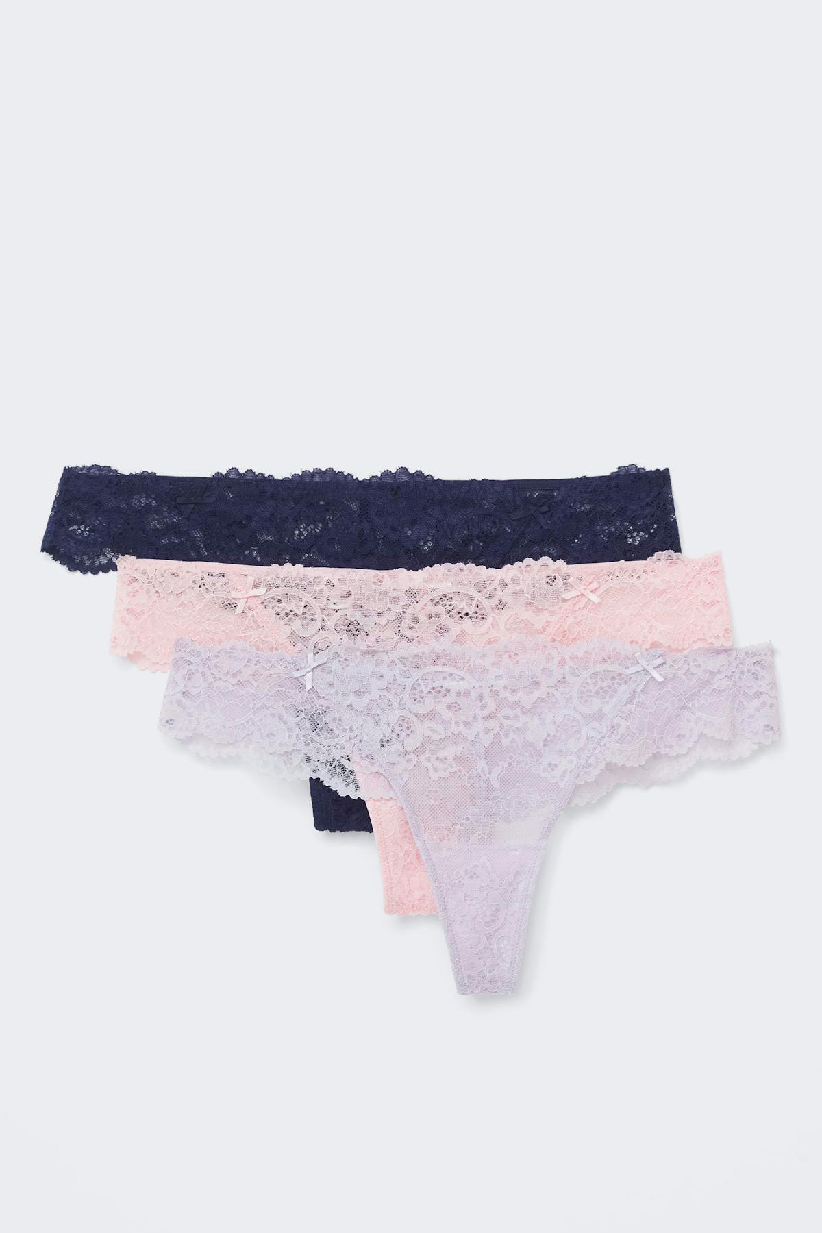 3-pack scallop lace thong