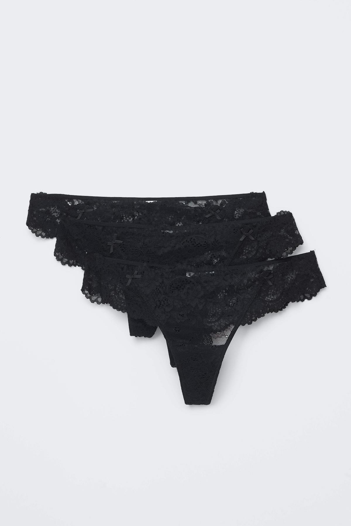 3-pack scallop lace thong