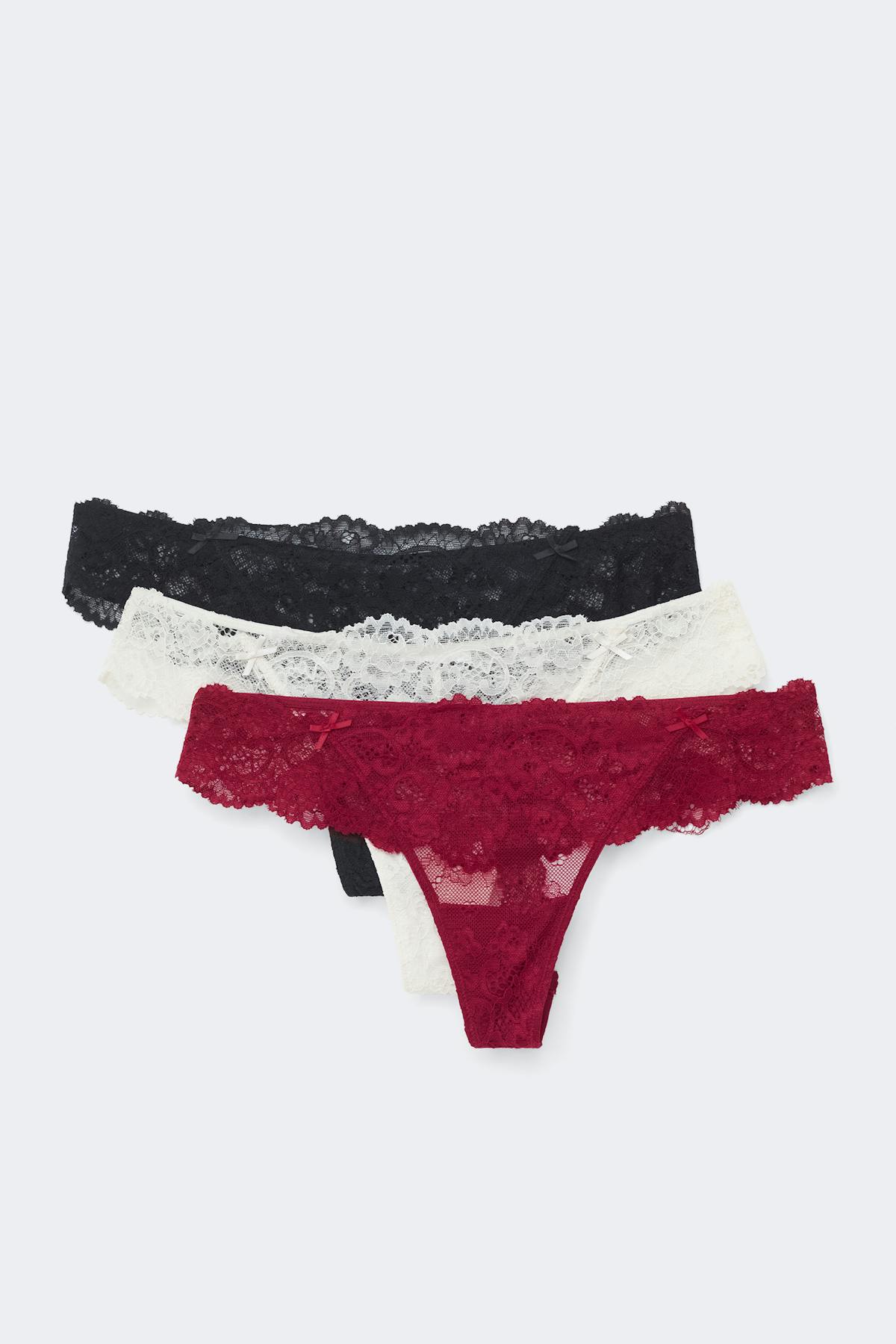 3-pack scallop lace thong