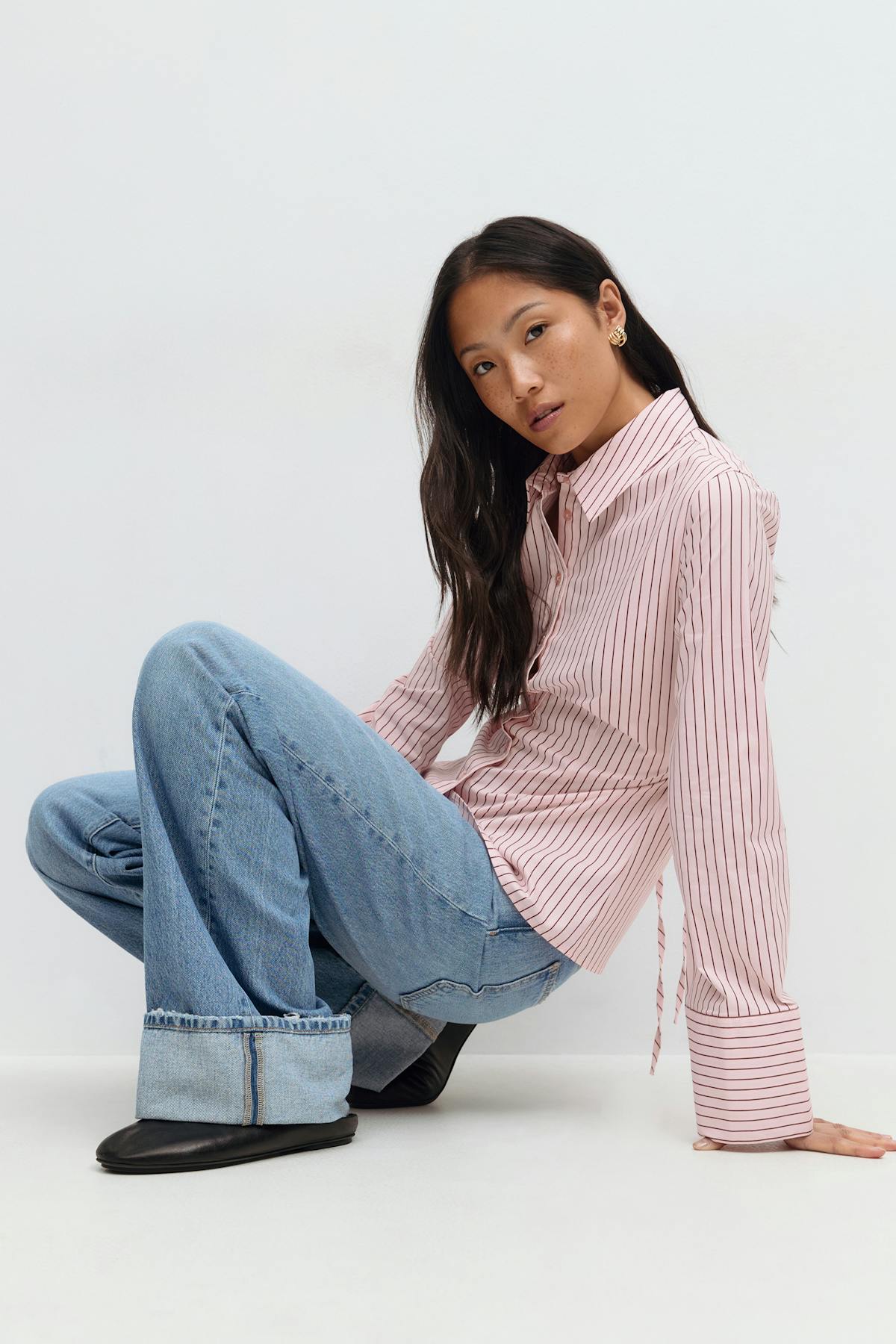 Shaped tie blouse