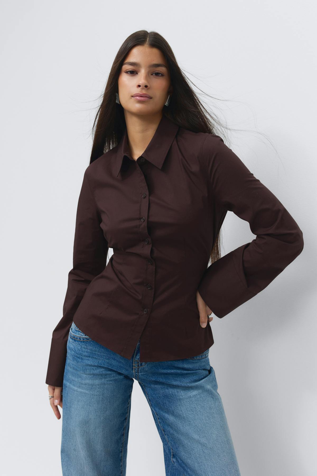 Shaped tie blouse
