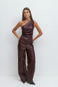 One shoulder pu top