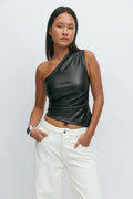 One shoulder pu top