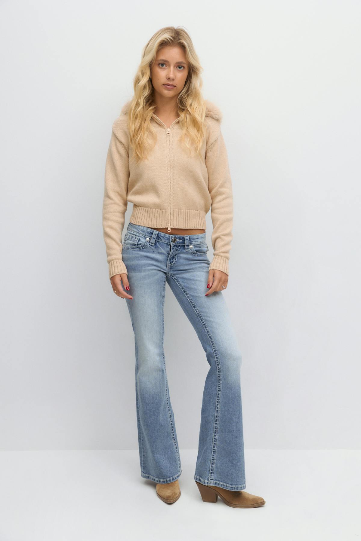 14+ hip hug flare jeans