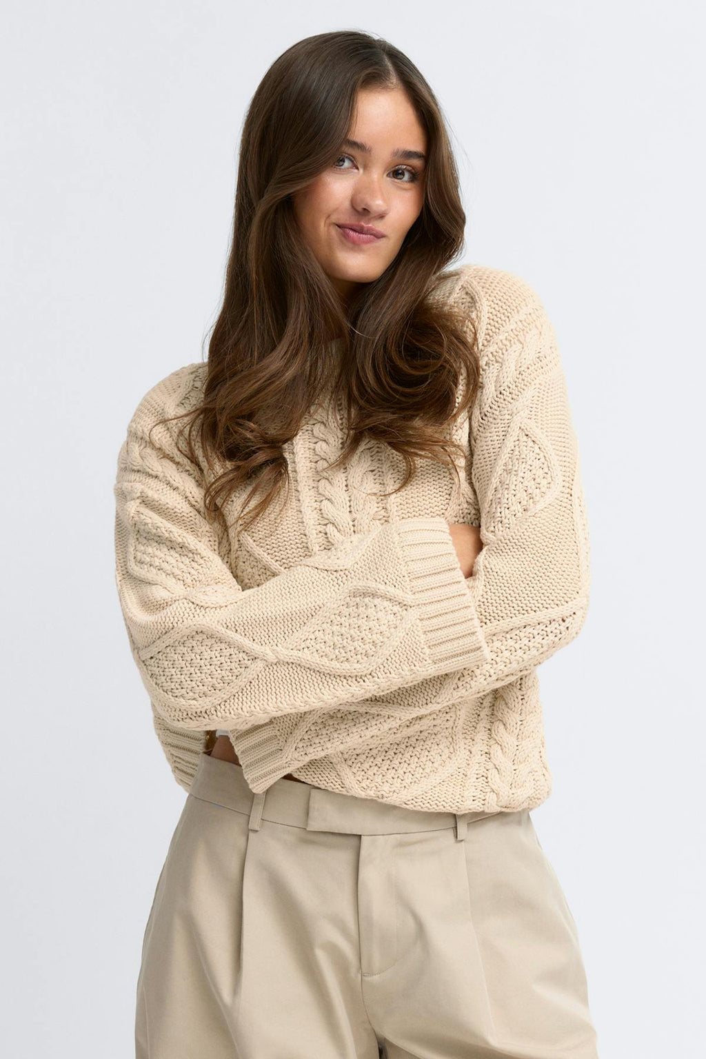 Knitted cable sweater