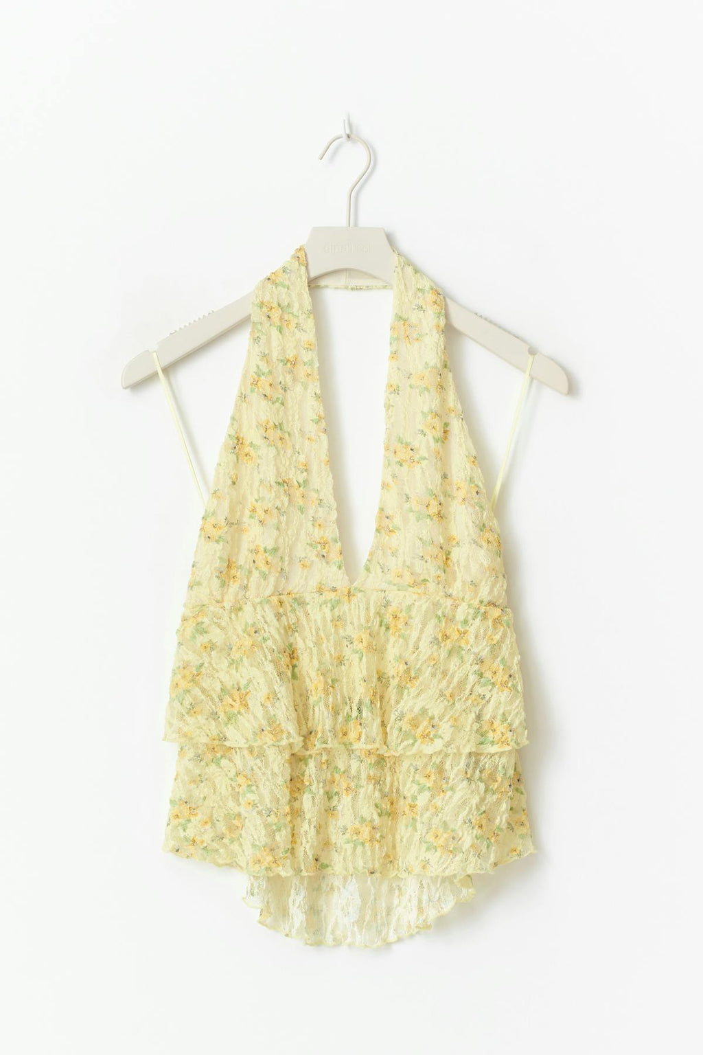 Printed lace halterneck top