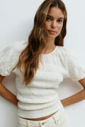 Textured puff sleeve top