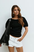 Textured puff sleeve top