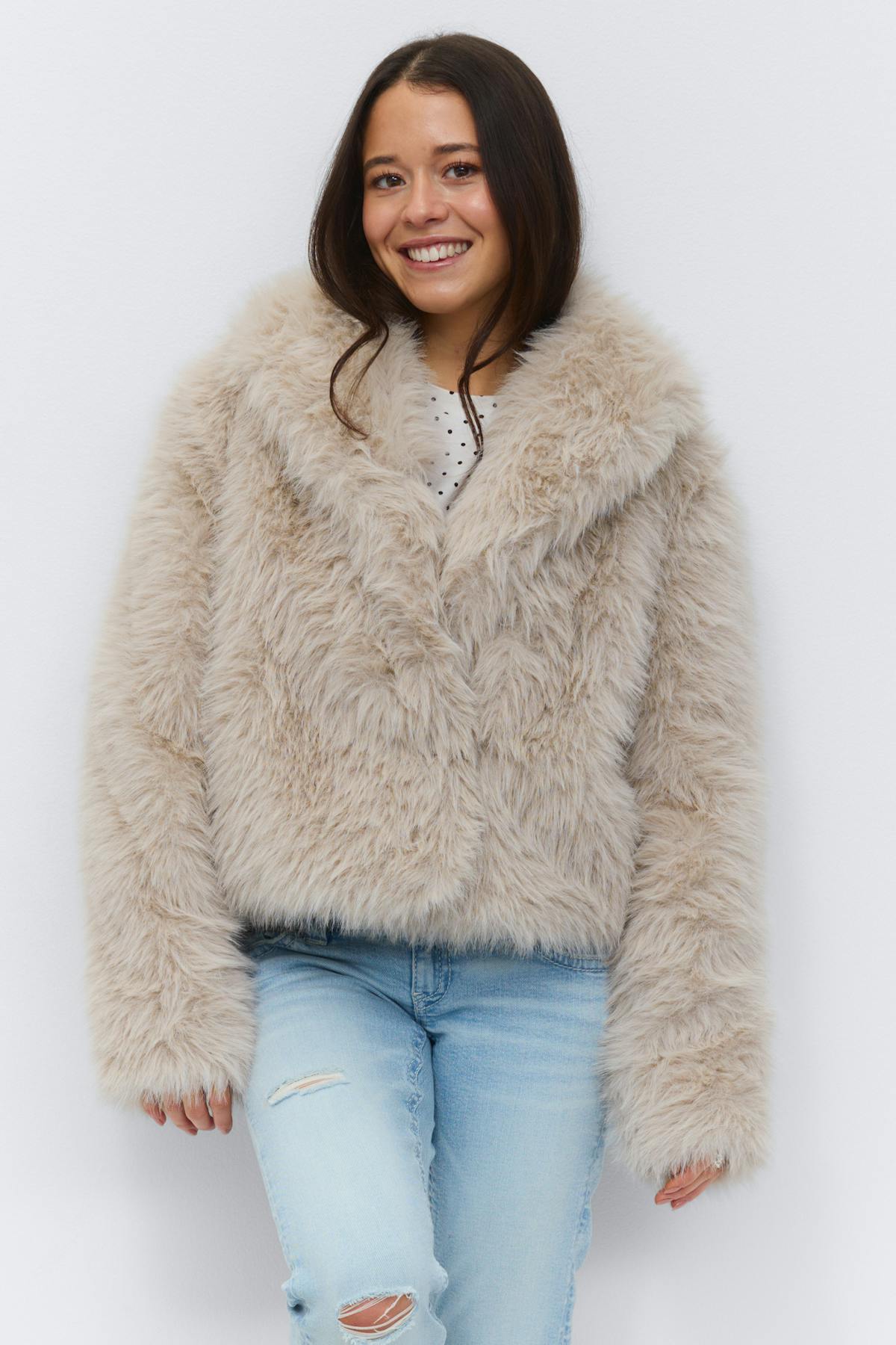 14+ faux fur jacket