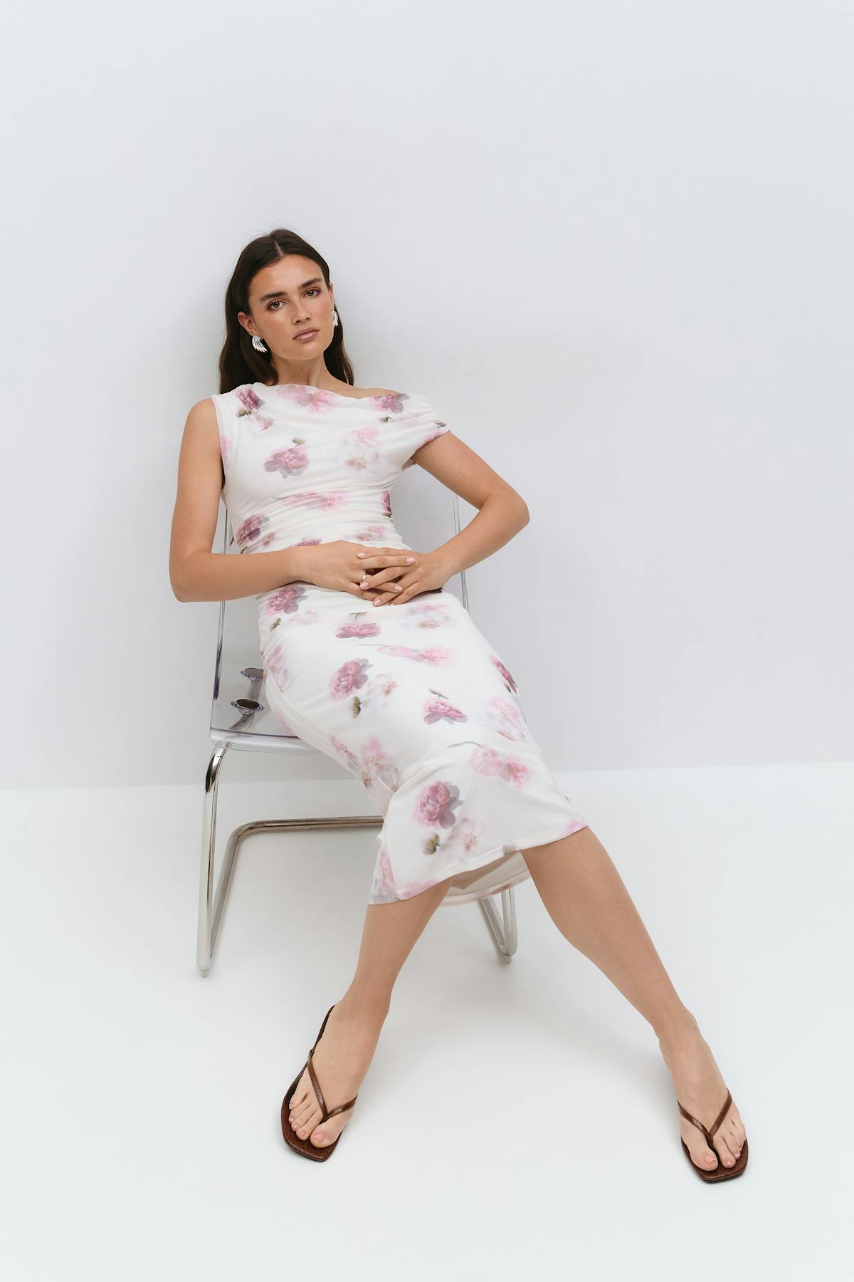 Asymmetric midi dress