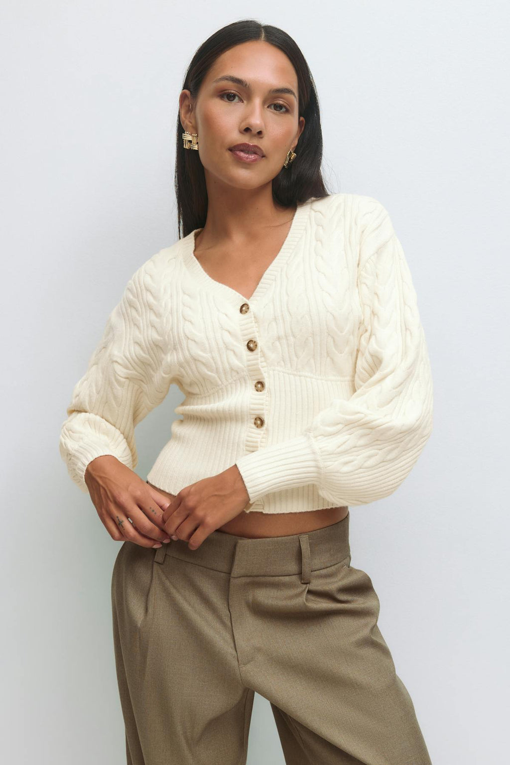 Knitted cable cardigan