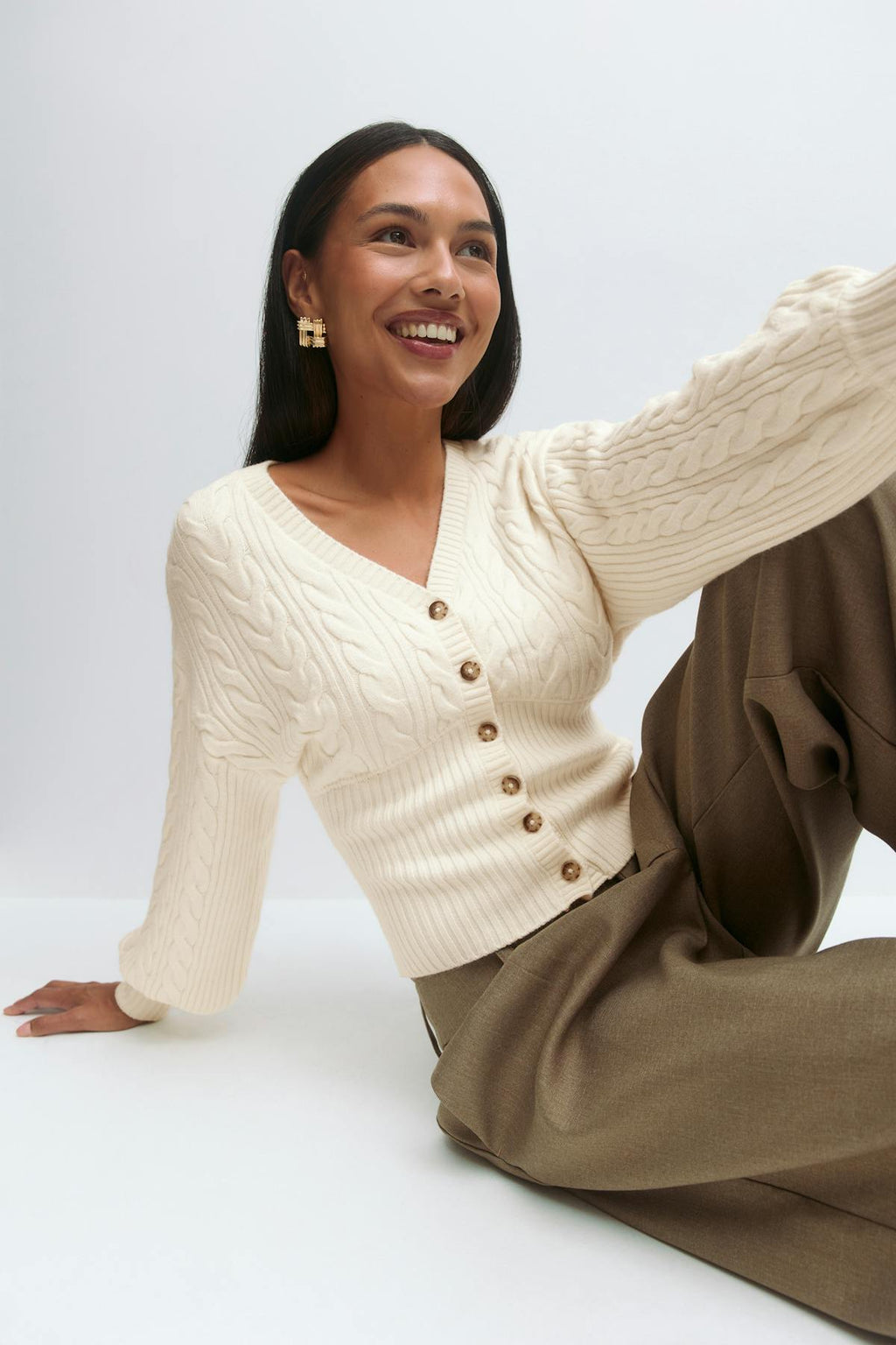 Knitted cable cardigan
