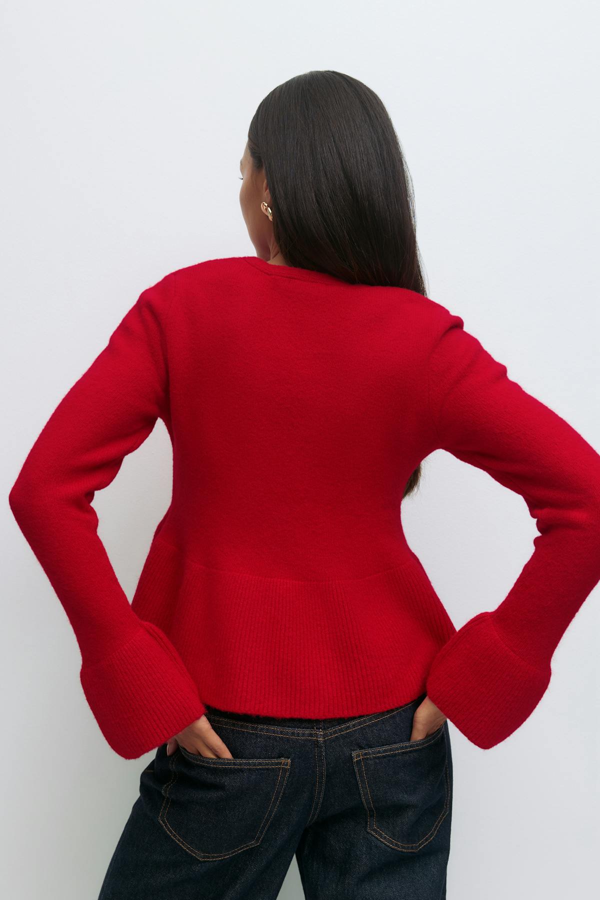 Knitted peplum cardigan