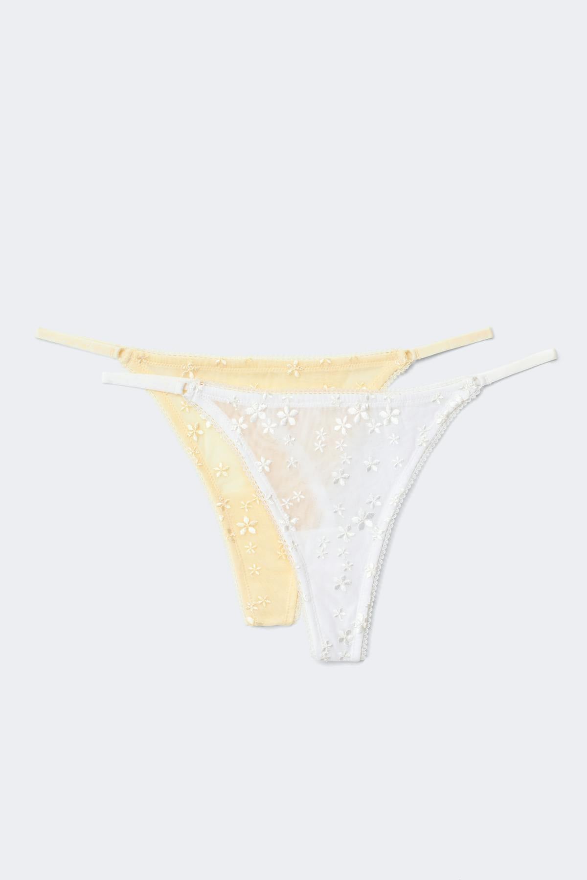 2-pack mesh embroidery thong