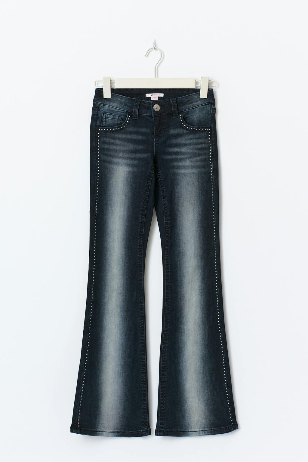 Low waist rhinestone jeans