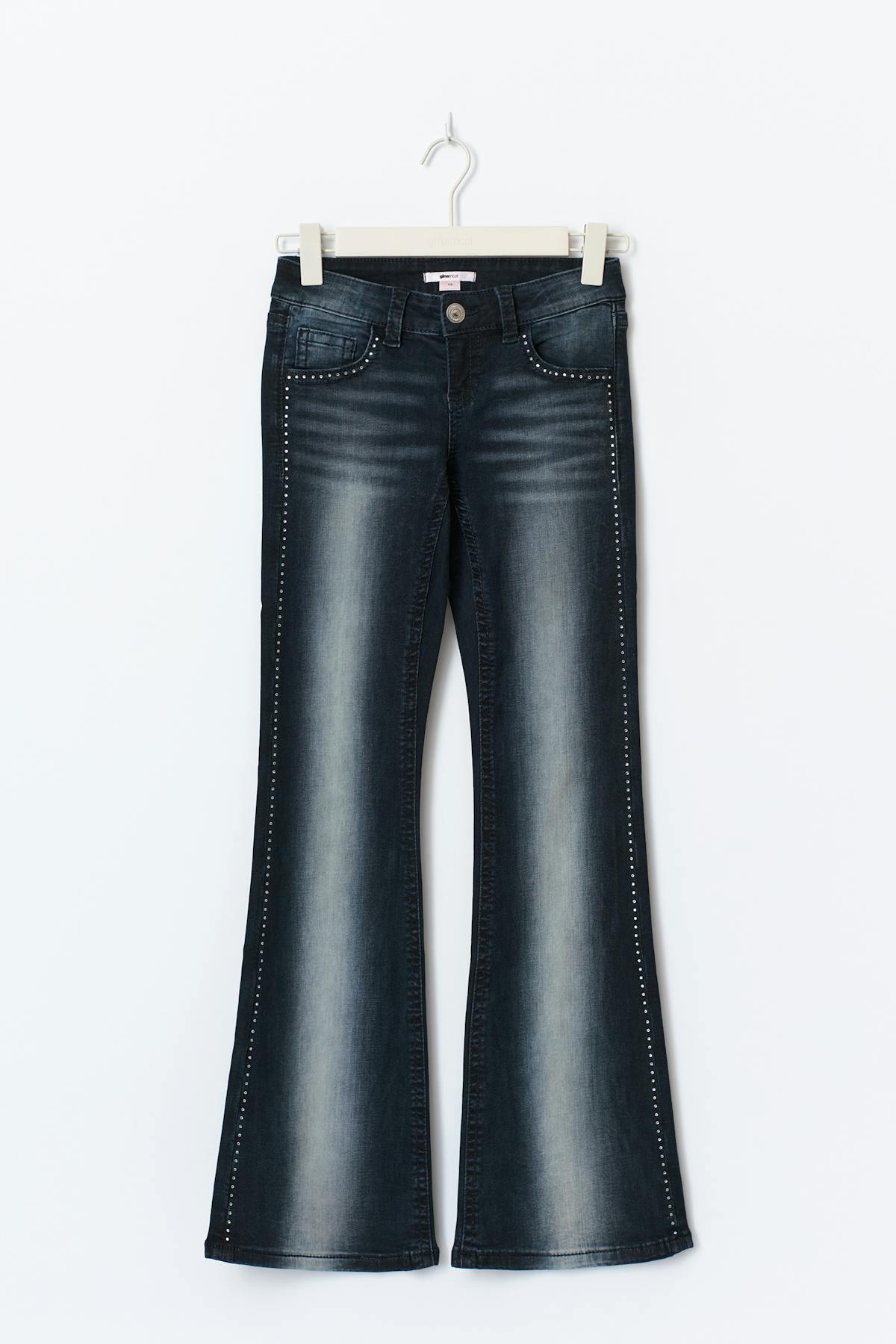 Low waist rhinestone jeans