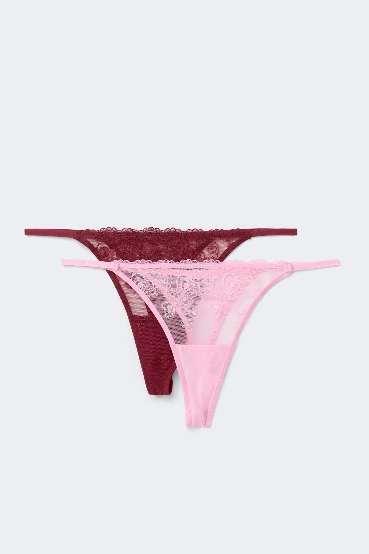 2-pack embroidery lace thong
