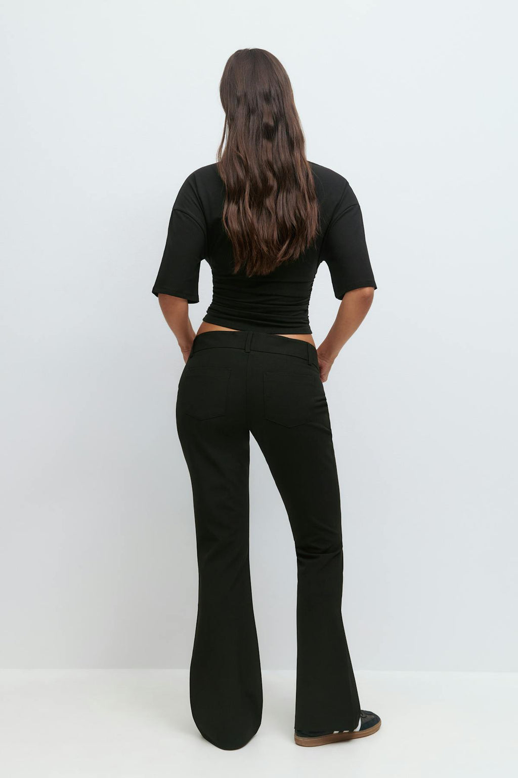 Ultra low bootcut trousers