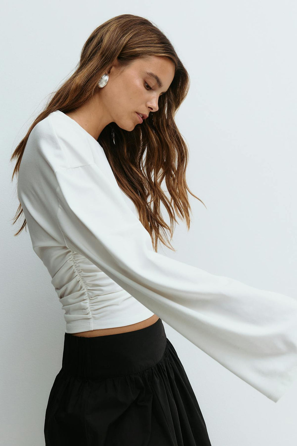 Soft touch wide sleeve top