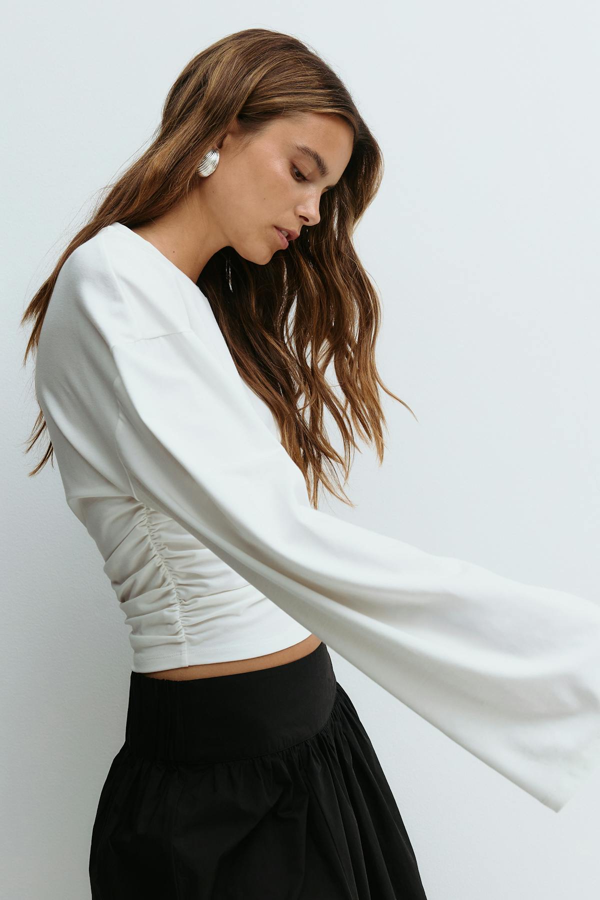 Soft touch wide sleeve top