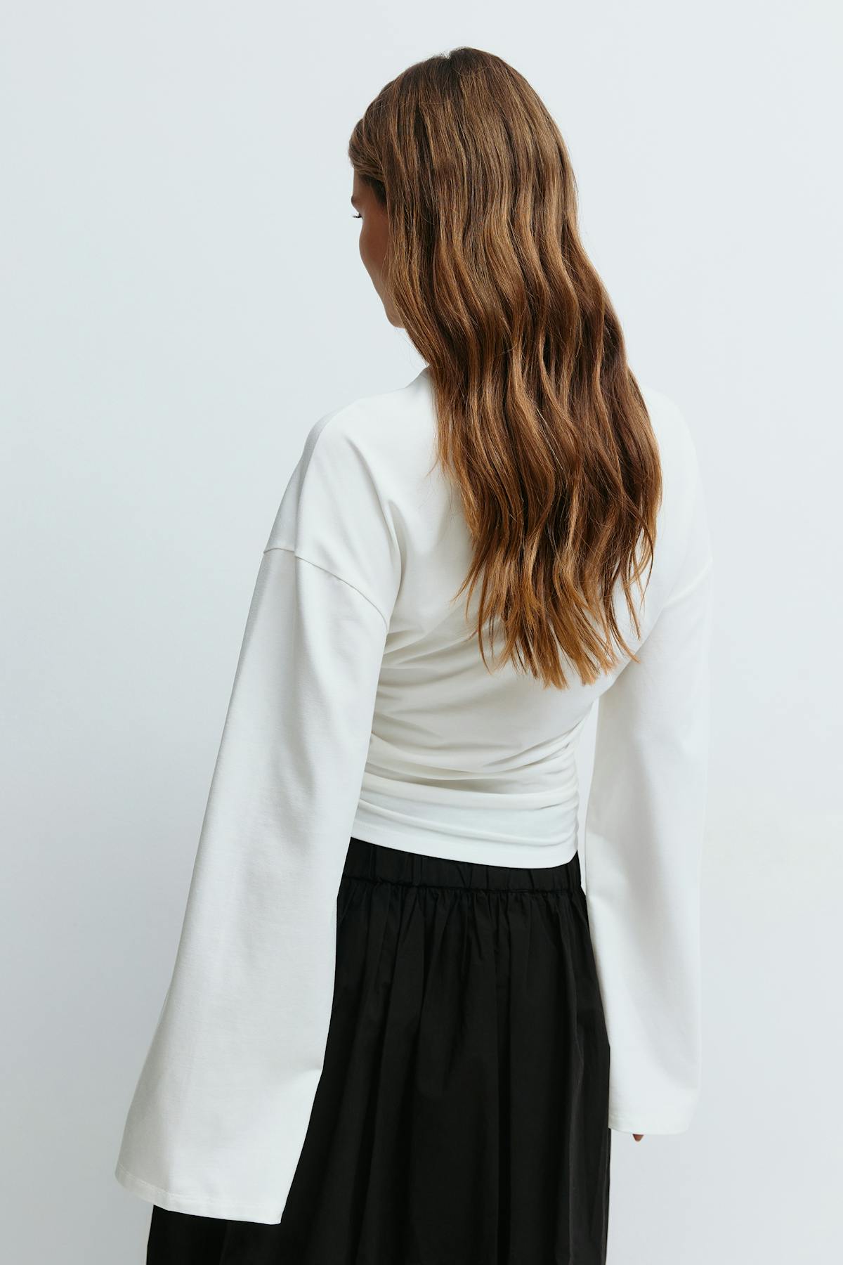 Soft touch wide sleeve top