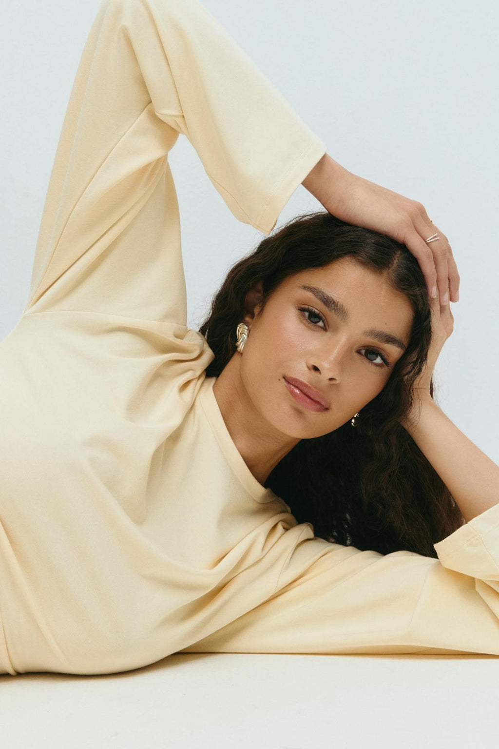 Soft touch wide sleeve top