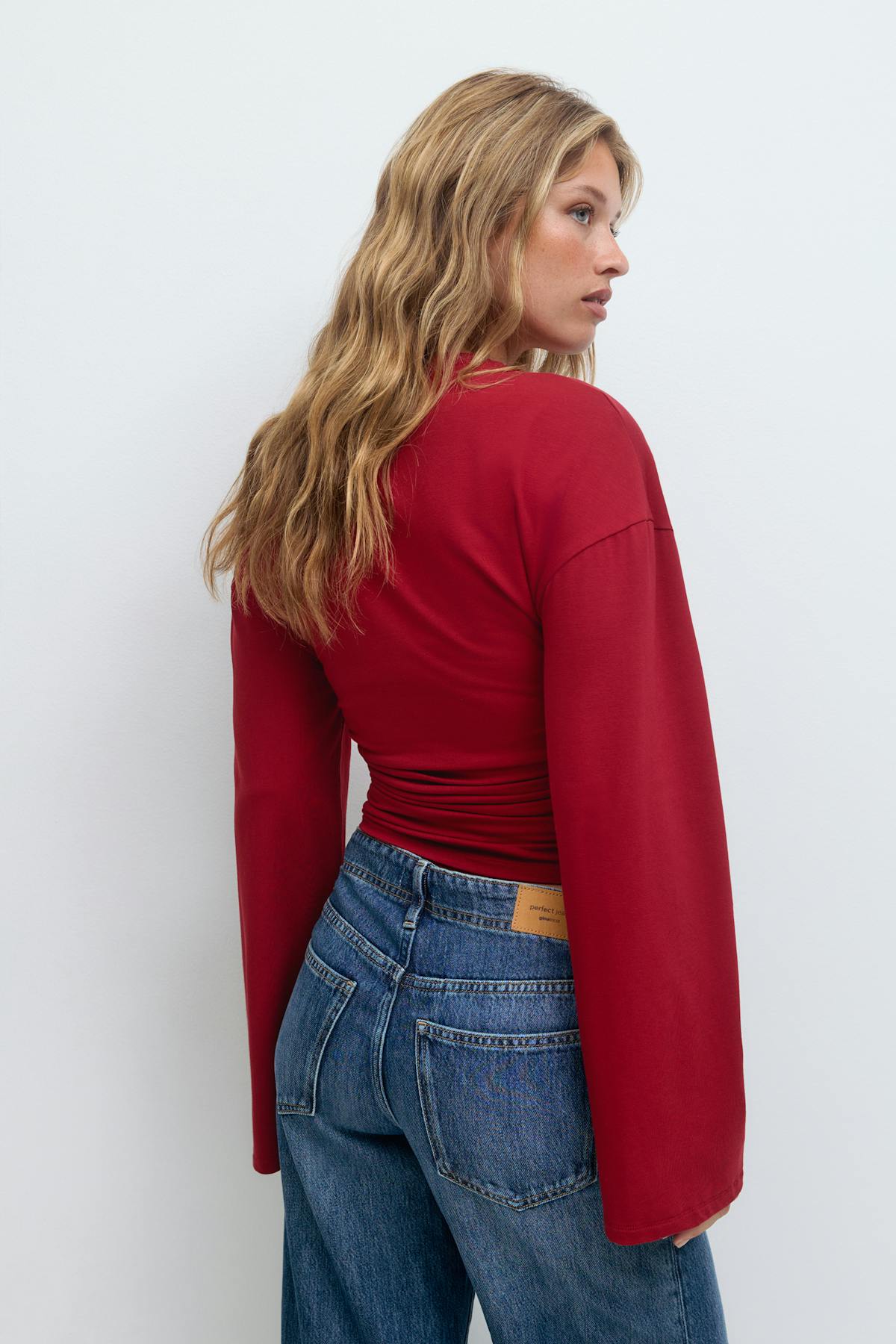 Soft touch wide sleeve top