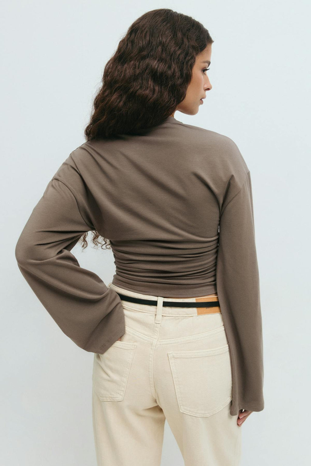 Soft touch wide sleeve top