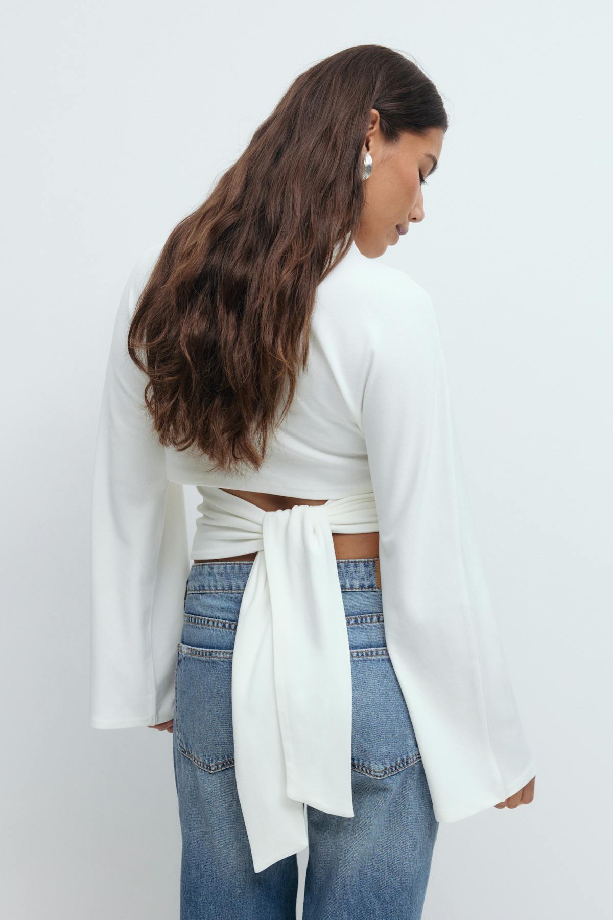 Tie back wide sleeve top